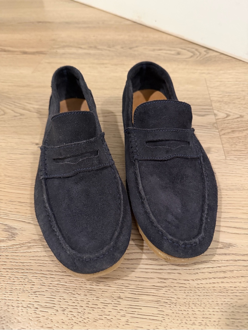 Men's Navy Suede Penny Loafers – Classic Slip-On Style